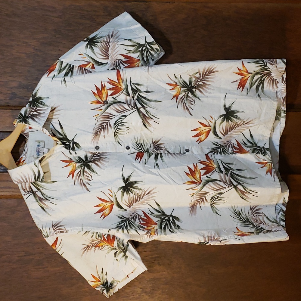 Campia Moda 100% Cotton Vintage Hawaiian Tropical ,Floral Motif Men's Shirt,